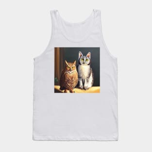 A Cat and An Owl Funny Pet Owner Tank Top